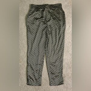 Anthropologie Black and Gold Circle Pattern Pants